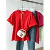 Camiseta Cinza de Manga Curta, Algodão Puro Pesado, Cinza Claro, Cor Sólida, Gola Redonda, Simples e Versátil, Caimento Regular nos Ombros, Top Unissex de Verão