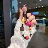 Estrella roja rosa de cinco puntas hecha a mano casera cadena para teléfono móvil con cuentas color divertido para niños pequeños cadena de cámara ccd chica de tarjeta femenina