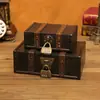 Caja de Almacenamiento de Madera Retro con Cerradura Organizador Desorden de Escritorio Joyería Caja Pequeña Broche de Madera Caja de Madera