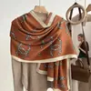 Novo Lenço Estampado Estilo Coreano de Algodão e Linho Imitado para Transmissão ao Vivo 2025 Cachecol Quente Clássico Europeu e Americano para Outono e Inverno com Xale