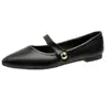 2026 Nova Primavera/Outono Sapatos Mary Jane com Tira Única Bico Fino Superfície Macia Estilo Festa Corte Baixo Solado Macio Fundo Plano Sapatos Únicos