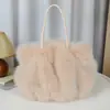 Nova Bolsa de Pelúcia para Mulheres, Bolsa de Ombro Transversal Plissada de Moda de Luxo em Pele Sintética de Raposa, Bolsa Tote de Pelúcia de Grande Capacidade