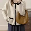 Cárdigan de Punto con Bloques de Color Otoño e Invierno Transfronterizo Cuello Redondo de un Solo Botón Sencillo y Elegante para Mujer, Nuevo Suéter de Estilo Coreano Reductor de Edad para Primavera y Otoño