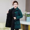 Ropa de invierno para mamá engrosada con forro polar, chaqueta acolchada de algodón de largo medio estilo occidental, abrigo acolchado de algodón a prueba de frío para personas de mediana edad y mayores, ropa exterior, abrigo acolchado de algodón cálido