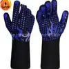 Guantes Protectores Antiescaldaduras para Barbacoa Resistentes a Altas Temperaturas Largos de Aramida Silicona Barbacoa Nitrilo Horno de Microondas Ignífugos Guantes de Aislamiento Térmico