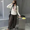 Conjunto de Niña 2026 Otoño Nuevo Estilo: Conjunto de dos piezas para niños mayores: camiseta de manga larga con estampado de letras y pantalones de pierna ancha