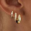 Amazon Nuevo Transfronterizo Cobre Chapado en Oro de 14K Traje de Oreja Única Aretes de Zircón de Cristal Cuadrado Joyería de Moda Simple para Mujer
