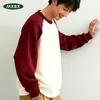 Estilo Nuevo Otoño Sudadera 300G Hombre Mangas Raglán Peso Pesado Marca de Moda Cuello Redondo Bloque de Color Patchwork Manga Larga Ropa de Trabajo Camisa Cultural