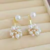 Elegantes pendientes de bola de perla dulce delanteros y traseros para mujer, ligeros, de lujo, de alto nivel, únicos, de moda, versátiles, de estilo extranjero.