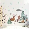 Adesivo de Parede Animais da Floresta de Inverno Animais Pinheiro Autoadesivo Pintura Jardim de Infância Quarto Decoração de Parede de Inverno Natal Adesivo