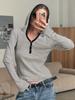 Camiseta Pulóver con Capucha de Manga Larga a Rayas y Bloques de Color Estilo Callejero Europeo y Americano para Mujer 2026 Nuevo Top Casual de Otoño