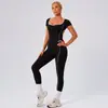 Macacão de Yoga Slim-Fit Cinco Cores Transfronteiriço para Mulheres, Costas Abertas, Color-Blocking, Macacão Esportivo Fitness ao Ar Livre com Toque Nude