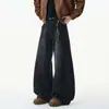 Jeans de mezclilla para hombre, diseño holgado, pierna curva, desgastados, marca de moda, retro, sub nuevo, pierna ancha, pantalones largos, sensación de patchwork, americano
