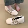 Zapatos casuales peludos de moda para mujer para otoño e invierno 2026, cálidos y forrados de felpa, que aumentan la altura, zapatos de algodón para exteriores