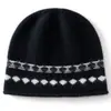 Gorro de Punto Jacquard de Cachemira Cálido Nuevo para Otoño e Invierno Gorro Versátil Duradero Retro a Prueba de Frío Moda Gorro Turbante Gorro para Exteriores