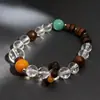 Pulseira Vintage Artesanal Chinesa com Contas, Cristal de Camada Única e Agarwood, Acessório Estilo Old Money. Comprimento Personalizado Disponível