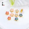 Cobre Puro Chapado en Oro Esmalte Cloisonné Flor de Cinco Pétalos Separadores para Pulsera DIY Accesorios de Joyería Florales con Goteo de Aceite Cuentas Sueltas