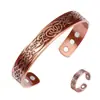 Set de Anillo Pulsera Magnética Flores Retro Cobre Rojo Antiguo Cepillado Estilo Retro Pulsera de Pareja Venta al por Mayor Flores Retro
