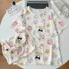 Pijama de verão feminino 2026, algodão nuvem, design popular de gato preto, gola redonda, estilo coreano, fofo e doce, loungewear da moda para meninas jovens