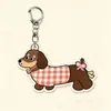Lindo Llavero de Perro Salchicha Colgante Plano de Acrílico para Bolsa Estilo Pareja Adorno para Coche Arte de Línea Perro Pequeño
