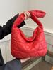 Bolso de mujer, novedad de 2024, estilo coreano, gran capacidad, bordado rómbico, acolchado de algodón, estilo occidental, con un solo hombro y bajo el brazo.