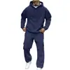Conjunto de Pantalón Cargo Sudadera con Capucha Pulóver para Hombre Joggers 2 piezas Traje Casual Manga Larga Ropa de Calle Otoño Invierno Ajuste Cómodo Uso Diario