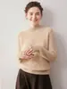 Suéter de cachemira pura para mujer, peso pesado, grueso, nueva colección otoño/invierno, con cuello semi-alto, corte holgado y diseño de punto, perfecto como capa interior o suéter individual