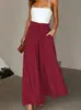 Calça Pantalona Amazon para Mulheres Verão 2026 Solta Cintura Alta Amarração Estilo Fino Artístico Versátil Casual Longa Estilo Retrô