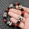 Pulsera de Jade Dragón Jade Cuenta de Tres Ojos Cuenta Barril Ágata Calcedonia Pulsera Pulsera de Jade Pulsera de Cuentas Verdes Pulsera