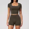Nuevo Conjunto de Yoga Ajustado de Verano Europeo y Americano, Ropa Deportiva Fitness de Alta Gama Elástica de Cintura Alta de Secado Rápido para Mujer 2036