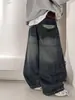 Jeans de otoño para niño 2026 nuevo estilo con bolsillos de retazos, corte holgado, pantalones rectos elegantes para niños en primavera y otoño