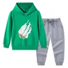 Nova coleção primavera e outono 2023 roupas infantis transfronteiriças conjunto de duas peças com moletom com capuz e calça infantil terno de algodão de manga longa para bebê