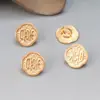 Prata de lei S925 banhada a ouro Botão com caractere Xi Acessórios vintage botão preto tinta envelhecida Material para artesanato DIY Joias
