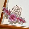 Peineta para el cabello con flores y diamantes de imitación, accesorios para el cabello para mamás, elegante tocado para el cabello, peine de aleación, peine de joyería de alta calidad.