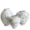 Jarrón Cerámico Estilo Chino Nuevo Retro Blanco Barriga Redonda Adornos Cerámicos Zen Inserción de Flores Flor Seca Decoración para Casa de Huéspedes Florero