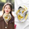 Lenço de seda com fivela magnética, cachecol quadrado feminino, outono e inverno, nova chegada, pingente preguiçoso, cachecol de dupla face, cachecol fashion, estilo ocidental, proteção para o pescoço