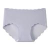 Ropa Interior Transfronteriza de Talla Grande para Mujer, Seamless de Seda Helada de una Pieza con Borde Ondulado Cómodo Transpirable Sedoso Bragas de Cintura Media