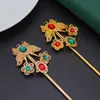 Pasador de mariposa de tres flores con incrustaciones de diamantes, color que no se desvanece, electrochapado en aleación, adorno para el cabello de estilo antiguo, Hanfu, cheongsam