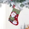 Nueva Media Navideña Bolsa de Regalo de Dulces Navideños Decoración con Marca de Madera Decoración de Media Navideña Adornos Colgantes