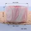 Taza de cera de cerámica con patrón de mármol rosa y blanco, forma recta, frasco de vela vacío para aromaterapia DIY