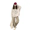 Sudadera de cuello redondo sin capucha para mujer, nuevo estilo primavera 2026, principios de otoño, talla petite, tacto de alta gama, corte holgado, top tipo pullover con forro polar