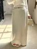 Falda tejida suave estilo coreano para mujer, de cintura alta, adelgazante, corte holgado, versátil, con un diseño largo y fluido