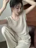 Chaleco de Punto Tianshuang Imitación Lino con Mangas Cortas Volantes para Mujer, Verano Holgado Cuello Redondo Sin Mangas Transpirable Delgado Texturizado