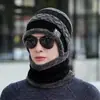 Gorro de Lana para Hombre Otoño e Invierno Moda Moda Coreana Personalizado Gorro de Punto para Hombre Caliente de Invierno Moda Marca Set de Dos Piezas