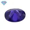 Huagang Gema de Pedra Solta Zircônio Roxo Azul Formato de Ovo com Furo Anel de Pedra Gema Brilhante Roxo Azul Oval com Furo