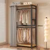 Arara de Roupas, Arara de Chão para Quarto, Arara Integrada para Closet Aberto, Unidade de Prateleira de Metal, Pode Ser Combinada com um Guarda-Roupa
