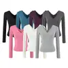 Camiseta sexy de manga larga con doble cuello en V estilo americano para mujer, nuevo top sexy versátil de ajuste ceñido para verano