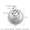 Colgante de plata pura S999 con forma de cerradura con carácter fu, pequeño y gordo, estilo chino, 3D, hecho a mano, cuerda roja, accesorios de joyería, accesorios de pulsera DIY