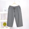 Calça Cropped Masculina de Algodão Puro com Bolsos Grandes para Primavera e Verão Calça Solta para Dormir Calça Masculina de Comprimento Médio Calça de Ar Condicionado Calça para Casa Simples Casual