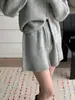 Shorts de punto básicos estilo minimalista de estudio de cintura alta, holgados, de pierna ancha, para mujer, con cintura elástica y silueta en A, pantalones casuales